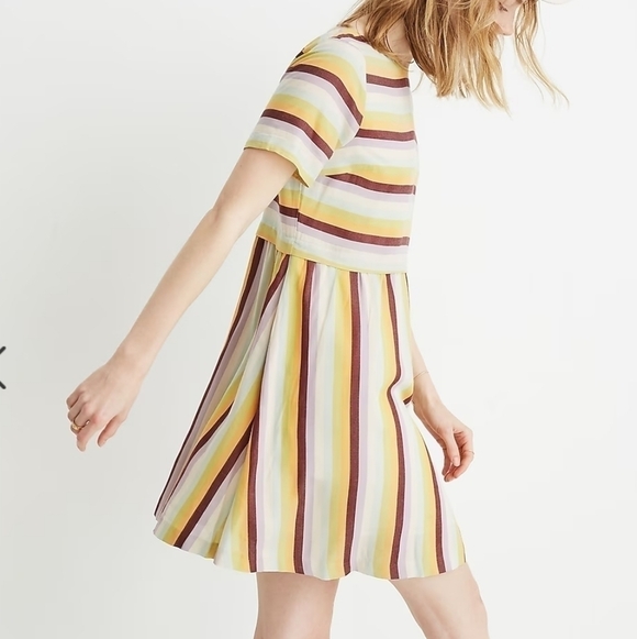 Madewell Striped Scoop-Back Dress Sea Haze Multi Stripe 2 - Picture 2 of 9